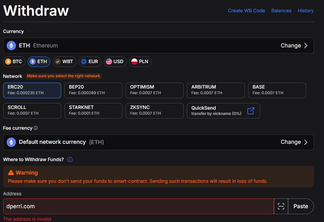 WhiteBIT Exchange fails to resolve the address for dperri.com